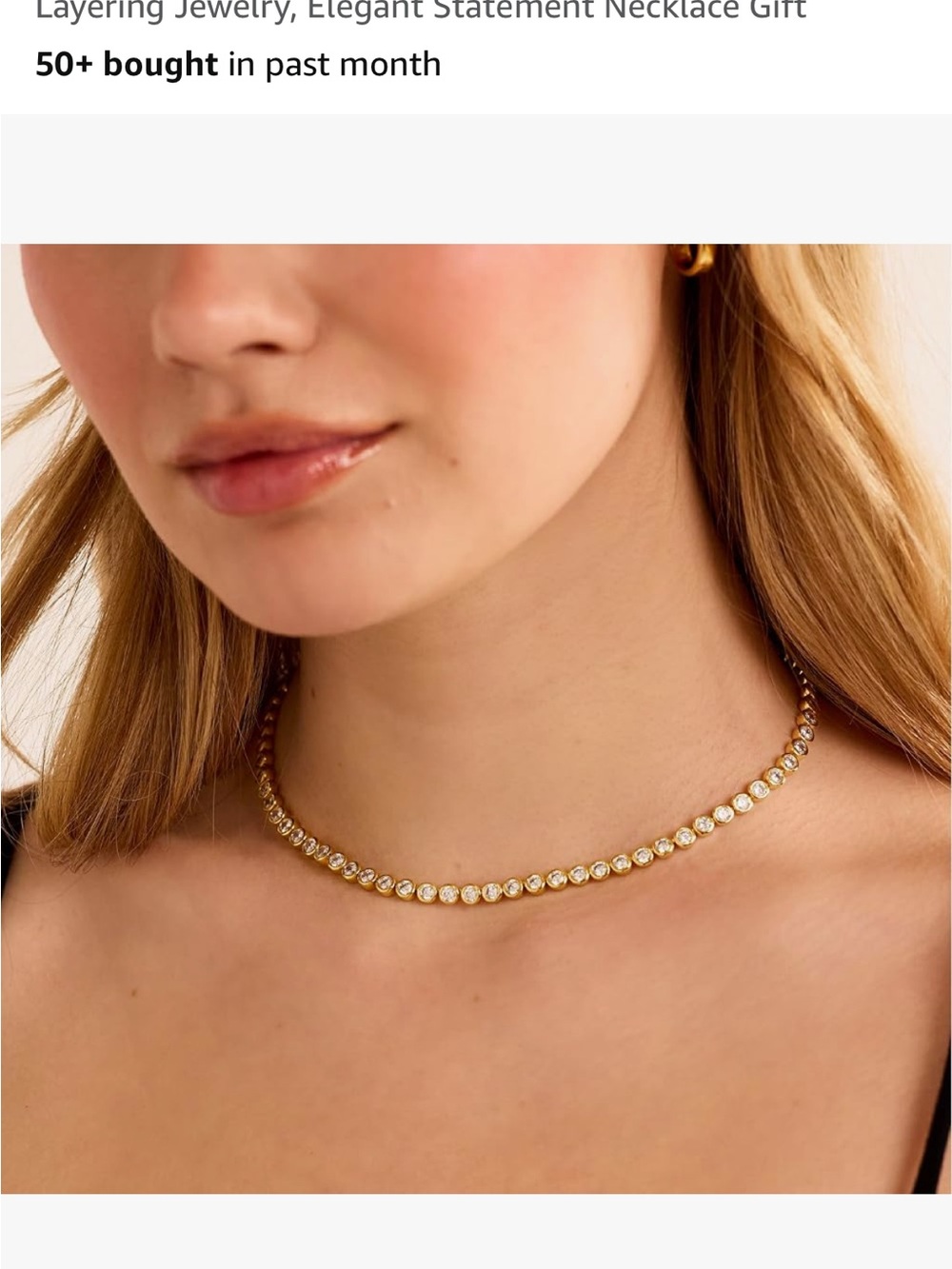 Gold Crystal Tennis Choker Necklace - Classic Sparkle for Women
